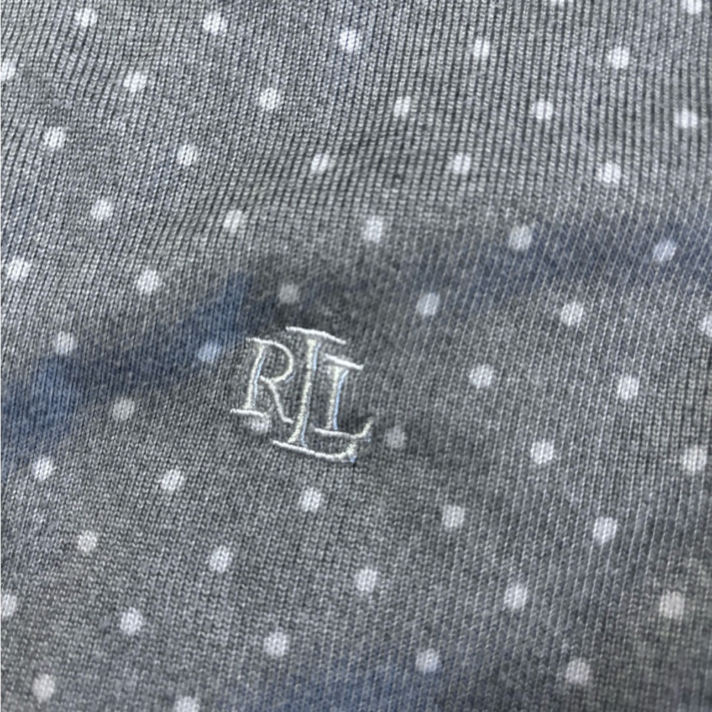 Lauren Ralph Lauren Top Womens XL Grey Polka Dot Long Sleeve Black Label rare - Picture 3 of 6